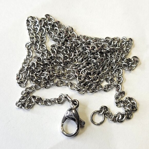 Silver Tone Necklace 20 inch Cable Link Silvertone Necklace - Picture 1 of 7